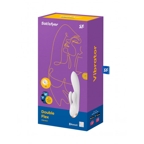 Vibro Rabbit connecté Double Flex blanc - Satisfyer|Stimulateur Clitoridien|NatureCoquine