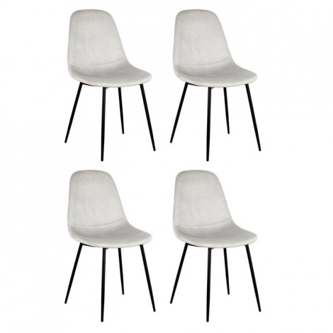 Lot de 4 Chaises Velours "Giulia" 85cm Gris Clair|Chaise|Paris Prix