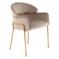 Chaise Design en Velours "Elva" Taupe & Rose Gold|Chaise|Paris Prix