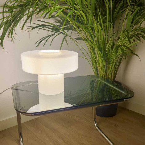 Lampe à poser champignon en verre blanc|Lampes à poser|Lampe Avenue