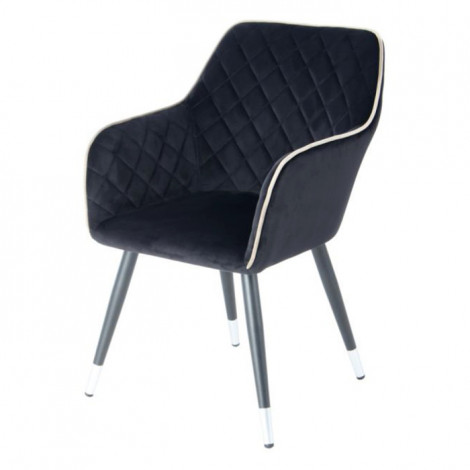 Chaise Déco en Velours "Amino" 86cm Noir & Gris|Chaise|Paris Prix