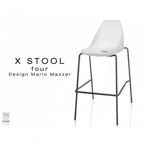 Tabouret design X-STOOL Four 75 - piétement noir assise coque - Lot de 2 pièces.|Tabouret|100chaises