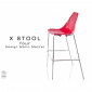 Tabouret design X-STOOL Four 75 - piétement chromé assise coque - Lot de 2 pièces.|Tabouret|100chaises