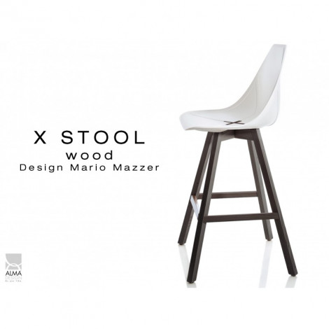 Tabouret X-STOOL Wood 65 - piétement bois gris fer assise coque - Lot de 2 unités|Tabouret|100chaises