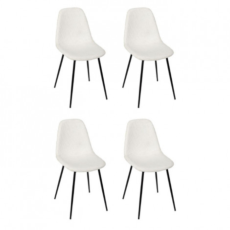 Lot de 4 Chaises Côtelé "Scott" 85cm Beige|Chaise|Paris Prix