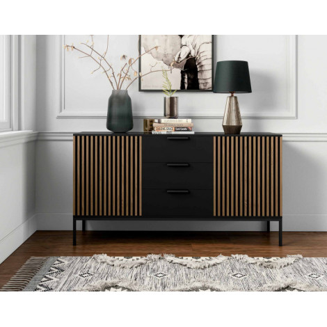 Savanna - buffet bas - bois et noir - 150 cm|Buffet|BestMobilier