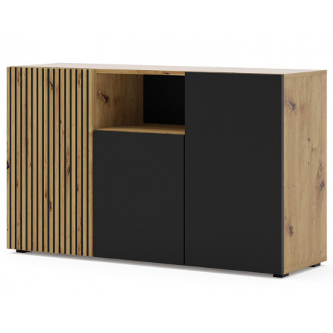 Ozzy - buffet bas - bois et noir - 135 cm|Buffet|BestMobilier