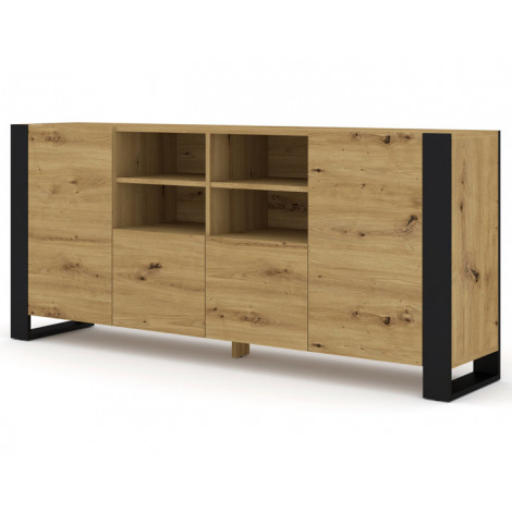 Pedro - buffet bas - bois et noir - 188 cm|Buffet|BestMobilier