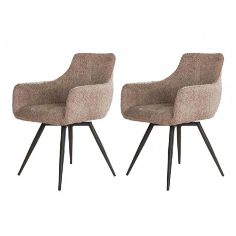 Boha - lot de 2 fauteuils pivotants - en tissu bouclette sable|Chaise|BestMobilier