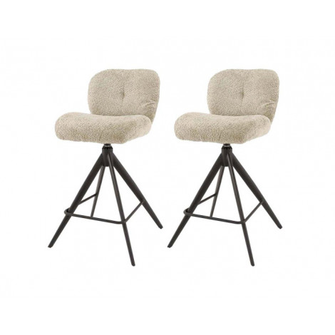 Arani - lot de 2 tabourets de bar pivotants - en tissu bouclette sable|Chaise|BestMobilier