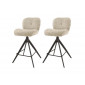 Arani - lot de 2 tabourets de bar pivotants - en tissu bouclette sable|Chaise|BestMobilier