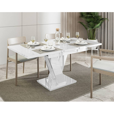 Xandriel - table à manger extensible - blanc - 4 à 6 personnes|Table|BestMobilier