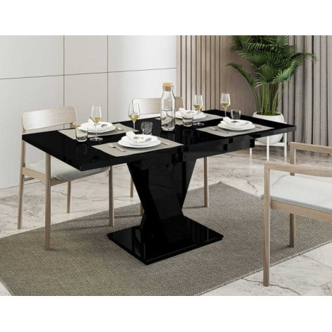 Xandriel - table à manger extensible - noir - 4 à 6 personnes|Table|BestMobilier