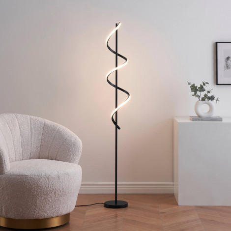 Grande lampe LED cascade spirale noire - Simaria|Lampadaire|Kosilum