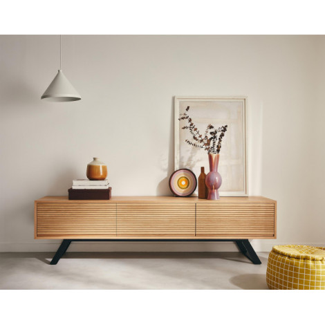 Zapallar - meuble TV - bois et noir - 206 cm|Meuble TV|BestMobilier