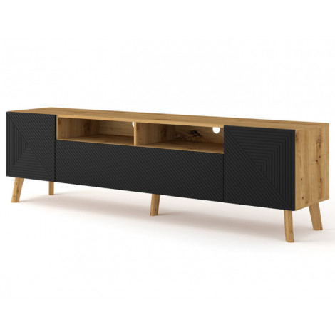 Velato - meuble tv - bois et noir - 195 cm|Meuble TV|BestMobilier