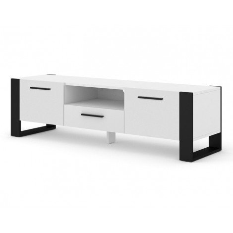 Donnely - meuble tv - blanc et noir - 160 cm|Meuble TV|BestMobilier