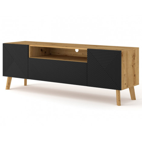 Velato - meuble tv - bois et noir - 160 cm|Meuble TV|BestMobilier