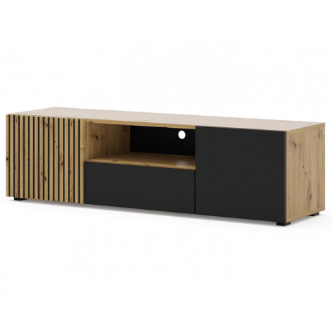 Ozzy - meuble tv - bois et noir - 150 cm|Meuble TV|BestMobilier