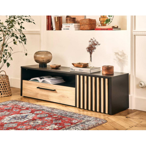 Varna - meuble TV - bois et noir - 164 cm|Meuble TV|BestMobilier