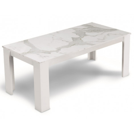 Amaury - table à manger - blanc - plateau effet marbre - 4 à 6 personnes|Table|BestMobilier