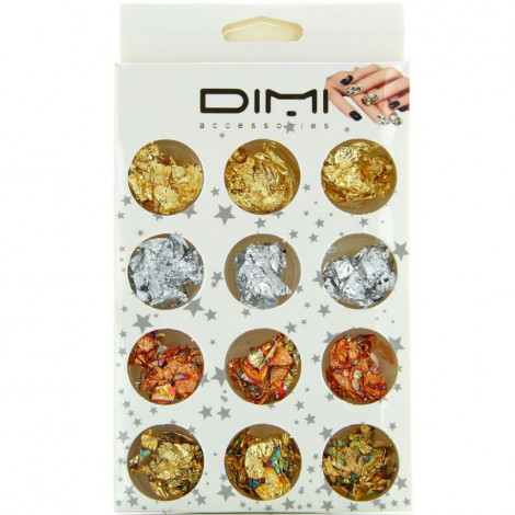 Dimi - Boîte de 12 pots feuilles de décoration pour ongles|Ongles|FolieCosmectic