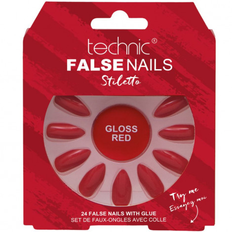 technic - Faux ongles Stiletto - Gloss Red|Ongles|FolieCosmectic