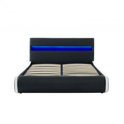 Lit coffre LUMINA simili noir matelas 140x190|Lit Adulte|Baita Home