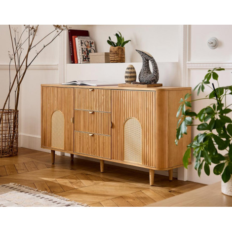 Milazzo - buffet bas - bois - plaqué chêne - 160 cm|Buffet|BestMobilier