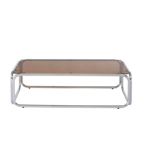 Table basse MAGGY verre trempé orange foncé structure en chrome|Table Basse|Baita Home