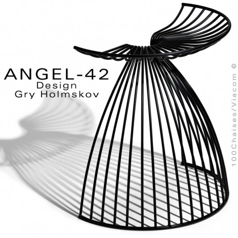 Tabouret design ANGEL-42, structure en fil d'acier, finition chromé brillant ou peint pour extérieur.|Tabouret|100chaises