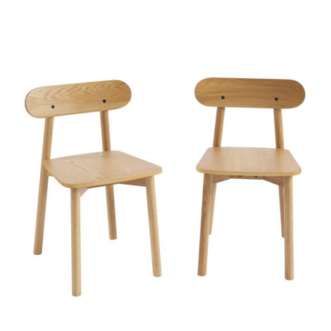 Lot de 2 chaises CELESTE chêne massif et pieds en placage chêne|Chaise|Baita Home