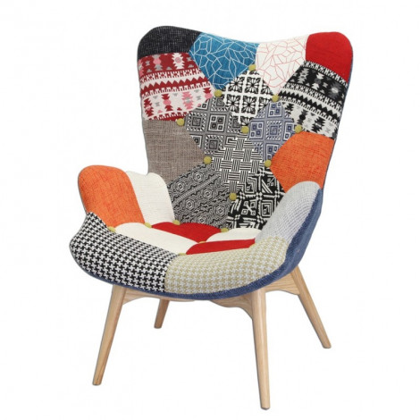 Fauteuil patchwork déco tapissé|Fauteuil / Chauffeuse|Meuble et moi