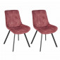 Lot 2 chaises en velours rose rembourré et pieds métal - NANY 2|Chaise|Meuble et moi