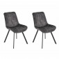 Lot 2 chaises velours gris anthracite rembourré pieds métal - NANY 2|Chaise|Meuble et moi