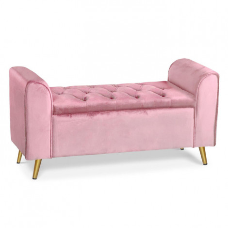 Banc Coffre en Velours "Turner" 114cm Rose|Banquettes / Bancs / Poufs|Paris Prix