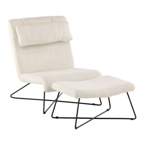 Fauteuil & Pouf Design Bouclette "Laconia" 88cm Blanc|Fauteuil / Chauffeuse|Paris Prix