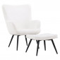 Fauteuil & Pouf Design Bouclette "Como" 95cm Blanc|Fauteuil / Chauffeuse|Paris Prix