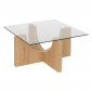 Table Basse en Verre "Etini" 85cm Transparent & Naturel|Table Basse|Paris Prix