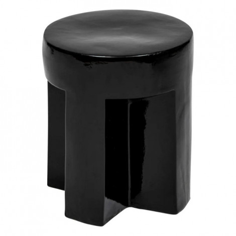 Table d'Appoint en Céramique "Kriz" 41cm Noir|Table Basse|Paris Prix