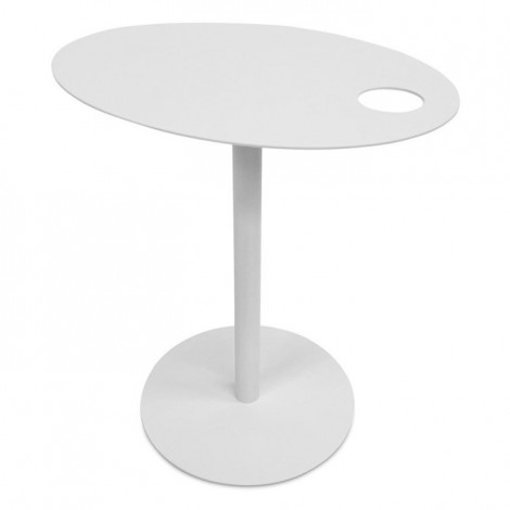 Table d'Appoint Ovale en Métal "Melisa" 45cm Blanc|Table Basse|Paris Prix