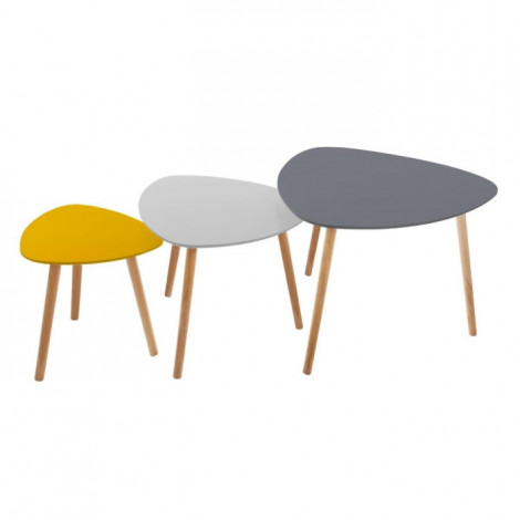 Lot de 3 Tables à Café Gigognes "Mileo" 60cm Multicolore|Table Basse|Paris Prix