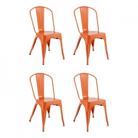 Lot de 4 Chaises en Métal "Isak" 85cm Orange|Chaise|Paris Prix