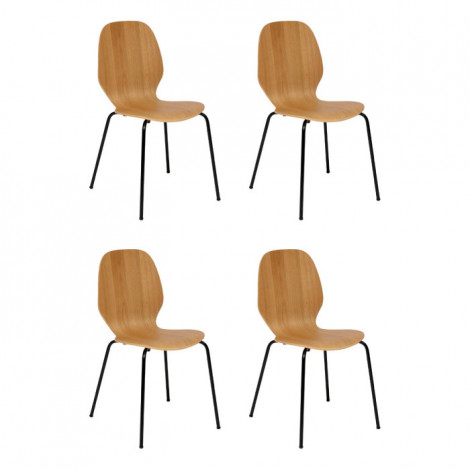 Lot de 4 Chaises en Bois "Ouro" 82cm Naturel|Chaise|Paris Prix