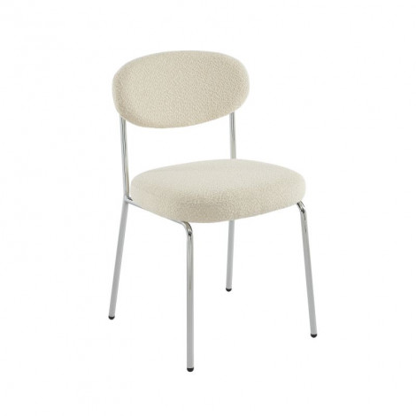 Lot de 2 chaises VICK bouclette écrue et pieds chromés|Chaise|Baita Home