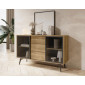 Larry - buffet bas - 2 portes et 3 tiroirs - bois et métal noir - 144 cm|Buffet|BestMobilier