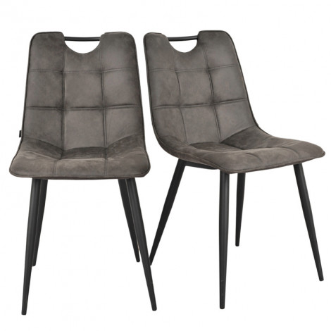 Lot 2 chaises en tissu gris anthracite poignée et pieds noirs - MUSE 2|Chaise|Meuble et moi