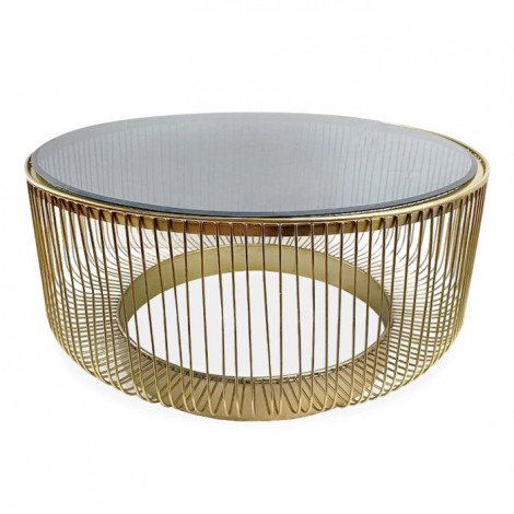 Table Basse Design en Verre "Lilia" 76cm Or|Table Basse|Paris Prix