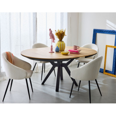 Pampa - table à manger ronde extensible - bois et noir - 4 à 8 personnes|Table|BestMobilier