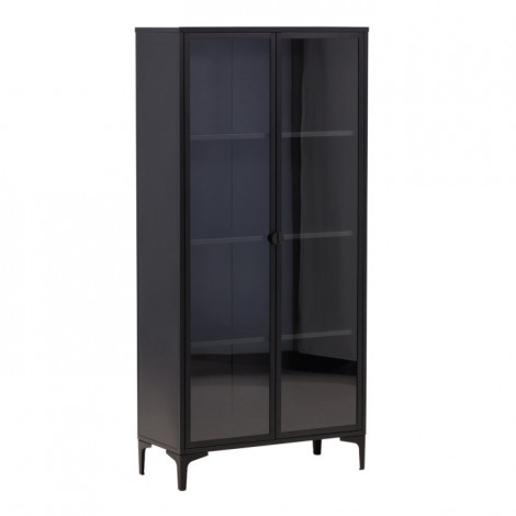 Vitrine Design 2 Portes "Piring" 190cm Noir|Vaisselier|Paris Prix